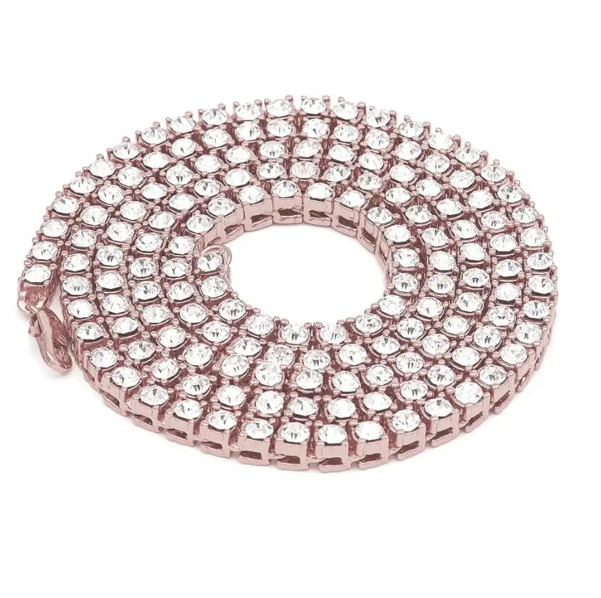 Men's Hip Hop Bling Bling Iced Out Tennis Chains 1 Row Necklaces Luxury Brand Silver/Gold Color Men Chain Fashion Jewelry