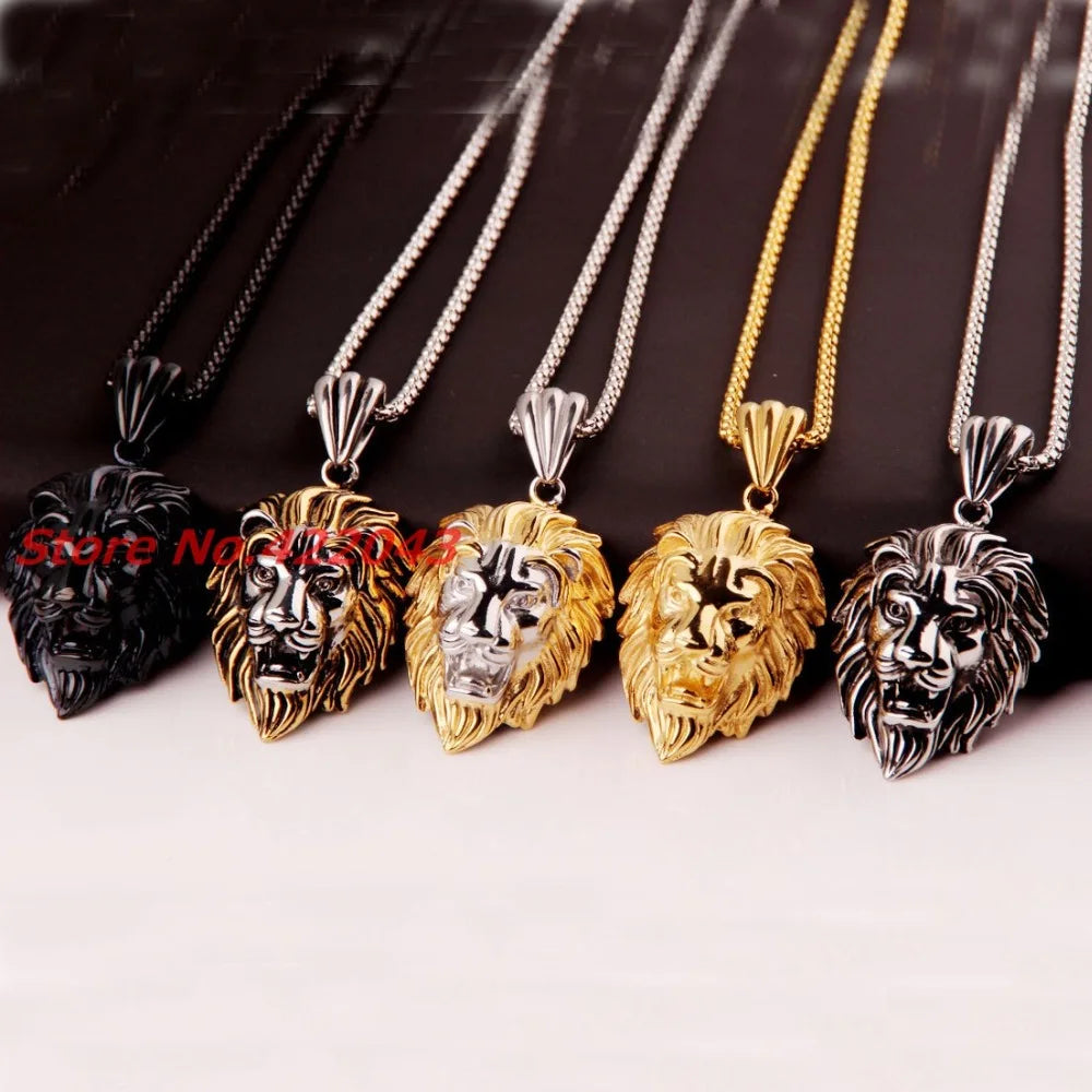 Lion Head Pendant — Two-Tone Stainless