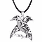 Kinitial Norse Viking Mythology Jewelry Odin's Ravens Pendant Necklace Double Bird Talisman Necklaces Men fashion