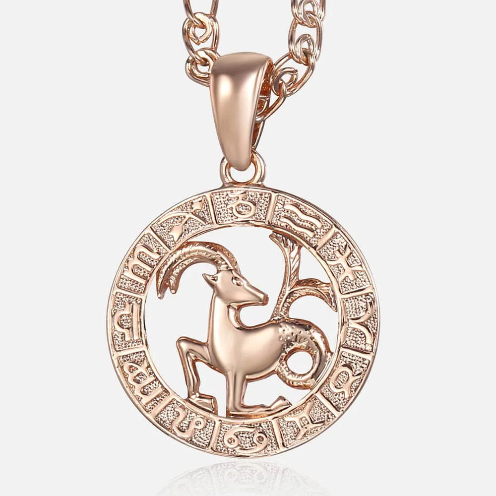 12 Zodiac Sign Constellations Pendant Necklace For Women Men 585 Rose Gold Color Necklace Birthday Gifts Drop Shipping
