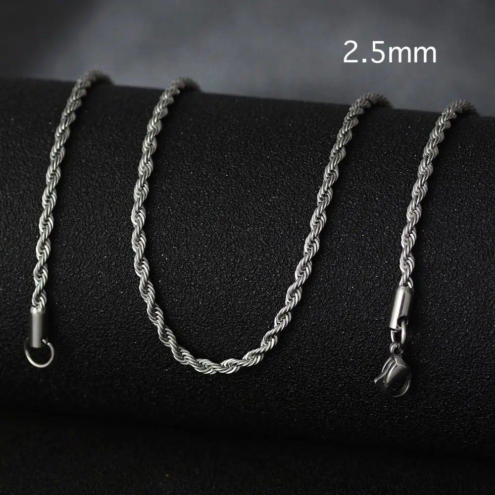 50cm New Fashion Stainless Steel Chain 1.2-3mm Silver Color Rose Gold Necklace Jewelry Vacuum Plating Accessories Chokers Collar