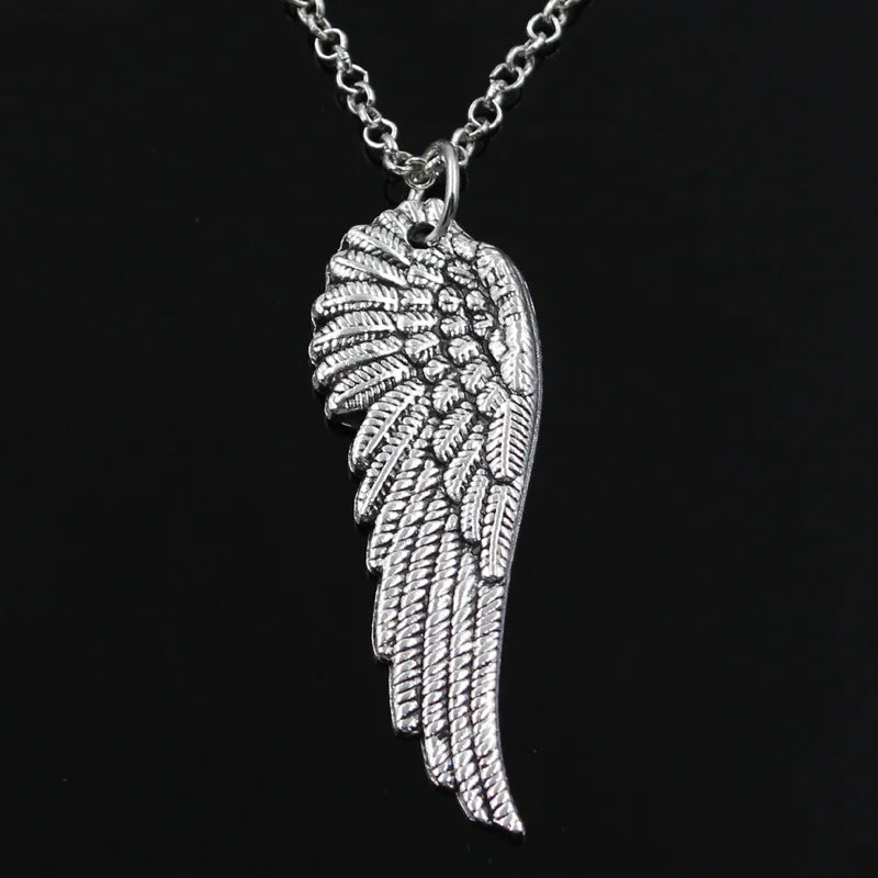 Angel Wing Pendant Necklace — Silver, 40-80cm