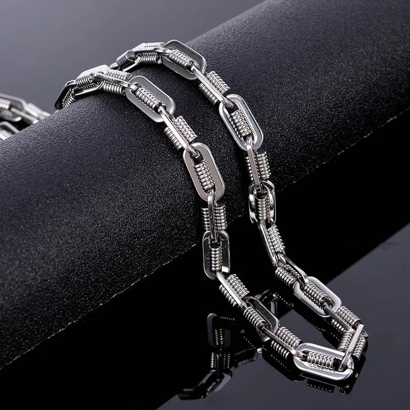 Black Choker Necklace Men Never Fade Gold Color 316L Stainless Steel 55CM Mens Long Chain Necklace Best Friends Boys