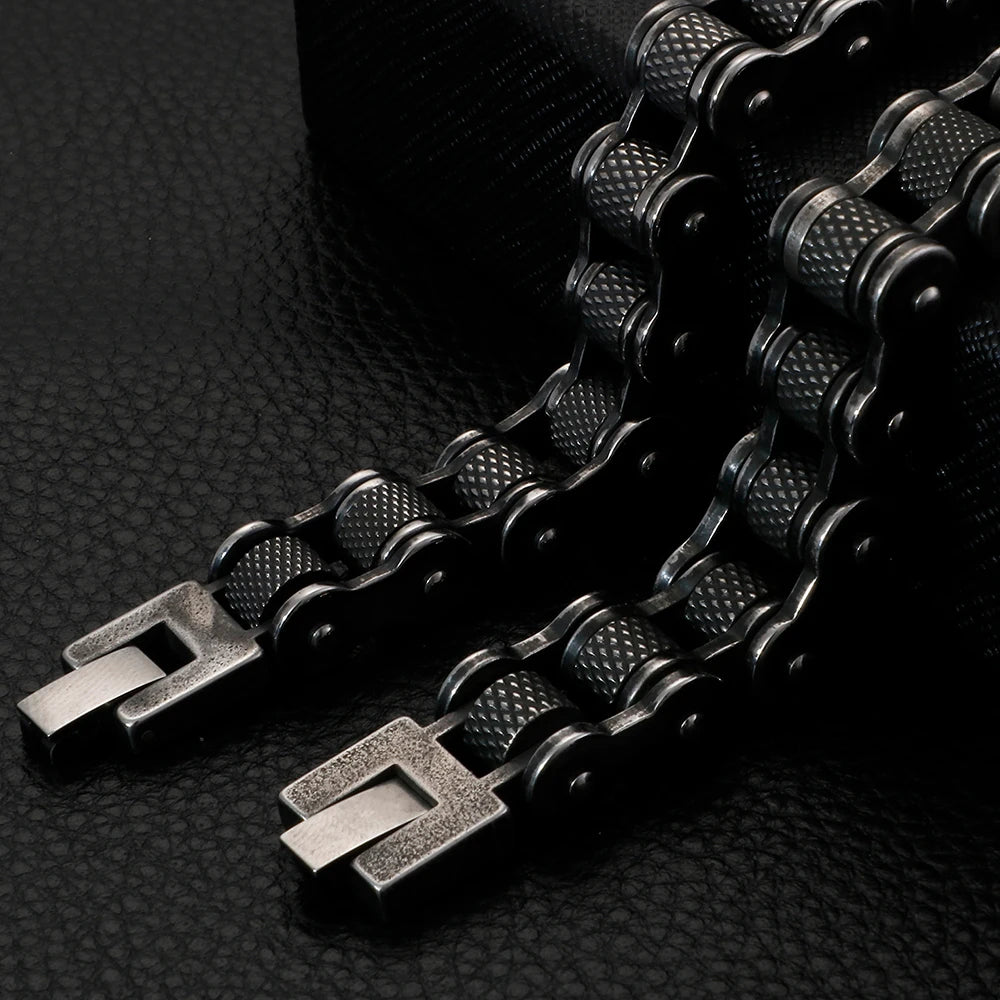 Retro Stainless Steel Motorcycle Chain Bracelet Men 13MM Width Rock And Roll Men's Bracelets On Hand Male Jewelry