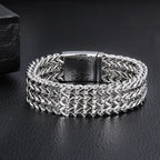 Gold Color Stainless Steel Bracelet Men 18MM Double Row Franco Curb Chain Men's Bracelets & Bangles Mannen Armband