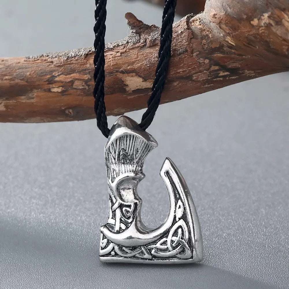 Kinitial Antique Bronze Color Slavic Perun Big Axe Pendant Necklace Jewelry Viking Slavic Necklaces fit for Men's