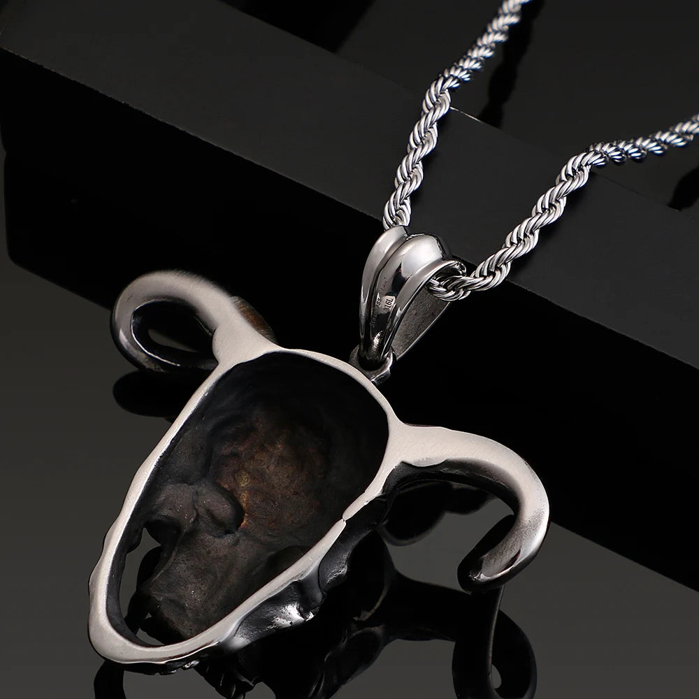 Punk Stainless Steel Animal Necklace For Men Cool Cow Horn & Skull Head Necklaces & Pendants Jewelry Making Boys'