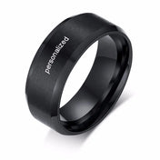 8mm Black Wedding Band Brushed Finish Circuit Board Pattern Laser Engraved Stainless Steel Ring for Men