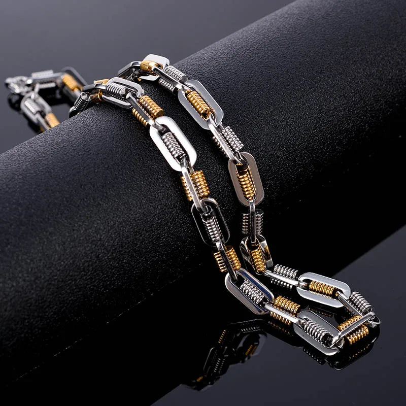 Black Choker Necklace Men Never Fade Gold Color 316L Stainless Steel 55CM Mens Long Chain Necklace Best Friends Boys