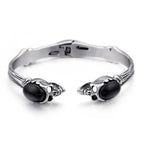 Gothic Skull Head Cuff Bangle Bracelet For Man Punk Rock On Hand Accessories Halloween Boys Bracelets Engraved Biker