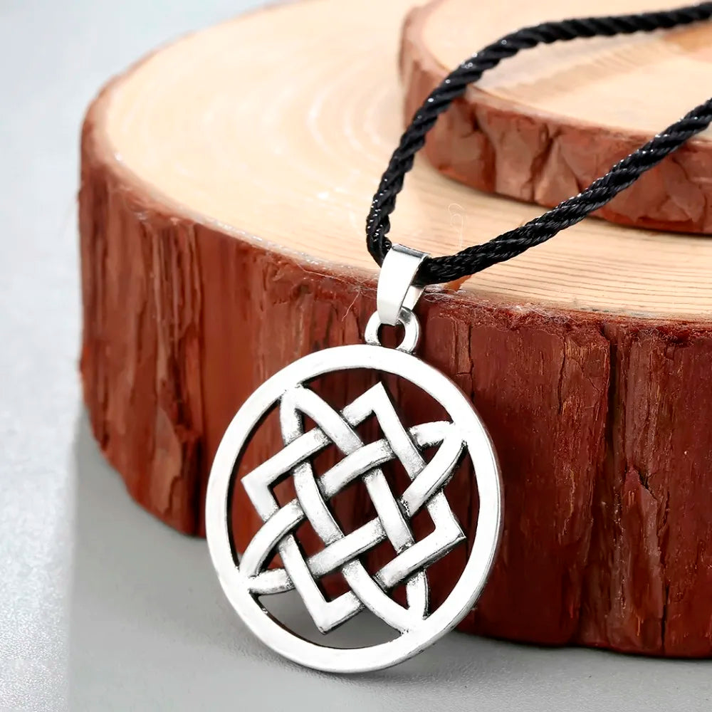 Kinitial Punk Slavic Virgin Lada Star Pendant Necklace Slavic Lada Amulet Knot Pendant Choker Necklaces Rope Chain
