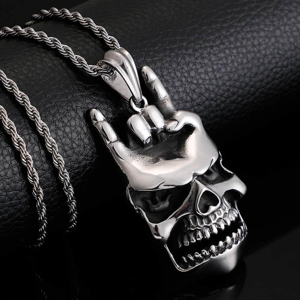 Skull Choker Pendant Necklace — Stainless 60CM