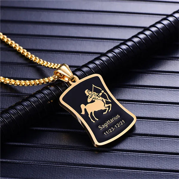 Zodiac Constellation Pendant Necklace — Gold