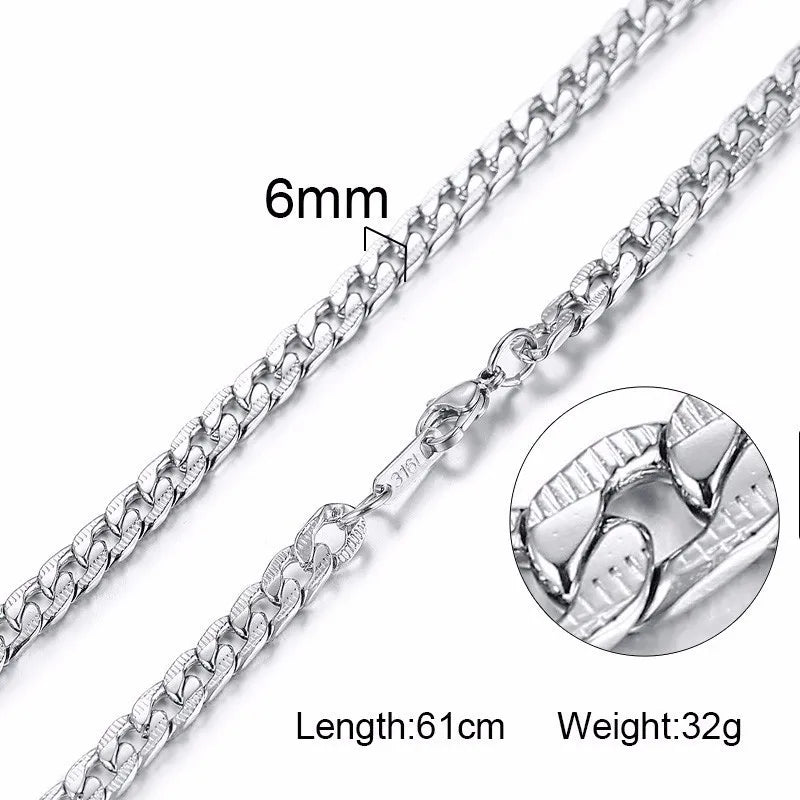 Vnox 3-6MM Tone Snake Cocoon Curb Link Flat Box Wheat Chains Stainless Steel Men Necklace Choker Jewelry 24 inch
