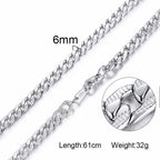 Vnox 3-6MM Tone Snake Cocoon Curb Link Flat Box Wheat Chains Stainless Steel Men Necklace Choker Jewelry 24 inch