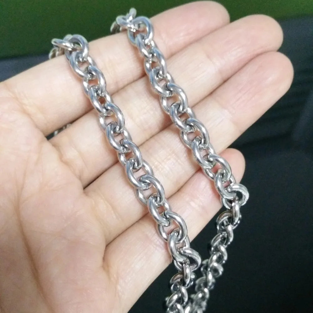Silver O Link Chain Necklace 8-15mm — SS