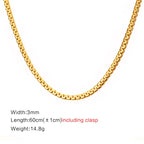 Vnox 24" Chain Necklace for Men Classic Simple Male Jewelry Stainless Steel 3mm width Punk Rocky Jewellry Gold Color