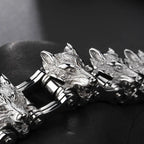 Wolf Head Bicycle Chain Link Bracelet for Men — Stainless Steel