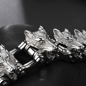 Wolf Head Bicycle Chain Link Bracelet for Men — Stainless Steel