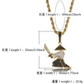 Micro Paved CZ Rhinestone Bling Ice Out Hats Samurai Oriental Warrior Pendants Necklaces for Men Hip Hop Rapper Jewelry
