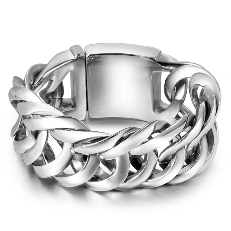 Massive Metal Bikers Jewelry 33MM Stainless Steel Curb Chain Bracelets For Man Men's Bracelets Bangles Gift For Husband