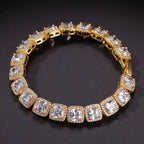 Iced Out Geometric Square CZ Tennis Chain Bracelet 10mm