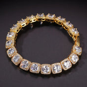 Iced Out Geometric Square CZ Tennis Chain Bracelet 10mm