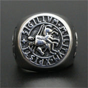 Knights Templar Seal Horse Rider Ring — 316L Stainless Steel