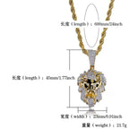 Iced Out Micro Pave Lion Head Pendant — Gold