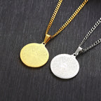 Men Stainless Steel Disc Pendant Praying Hands Bible Verse Prayer Medal Necklace Jewelry