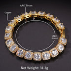 Iced Out Geometric Square CZ Tennis Chain Bracelet 10mm