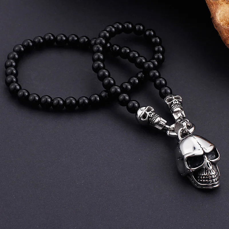 Punk Rock Stainless Steel Skull Men's Necklaces & Pendants 47/60/75CM Long Black Non-Mainstream Necklace Jewelry For