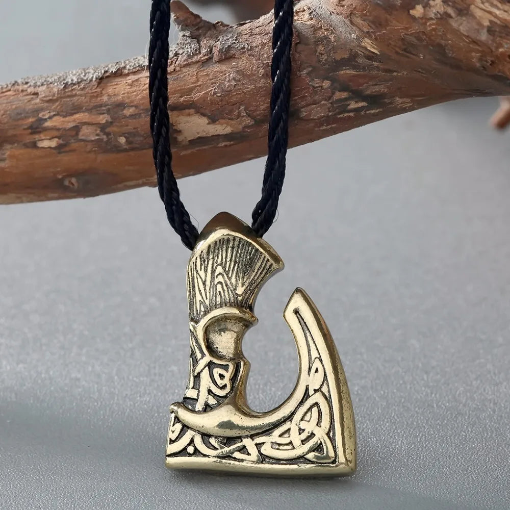 Kinitial Antique Bronze Color Slavic Perun Big Axe Pendant Necklace Jewelry Viking Slavic Necklaces fit for Men's