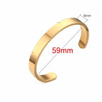 Gold Flat Cuff Bangle Bracelet 8mm