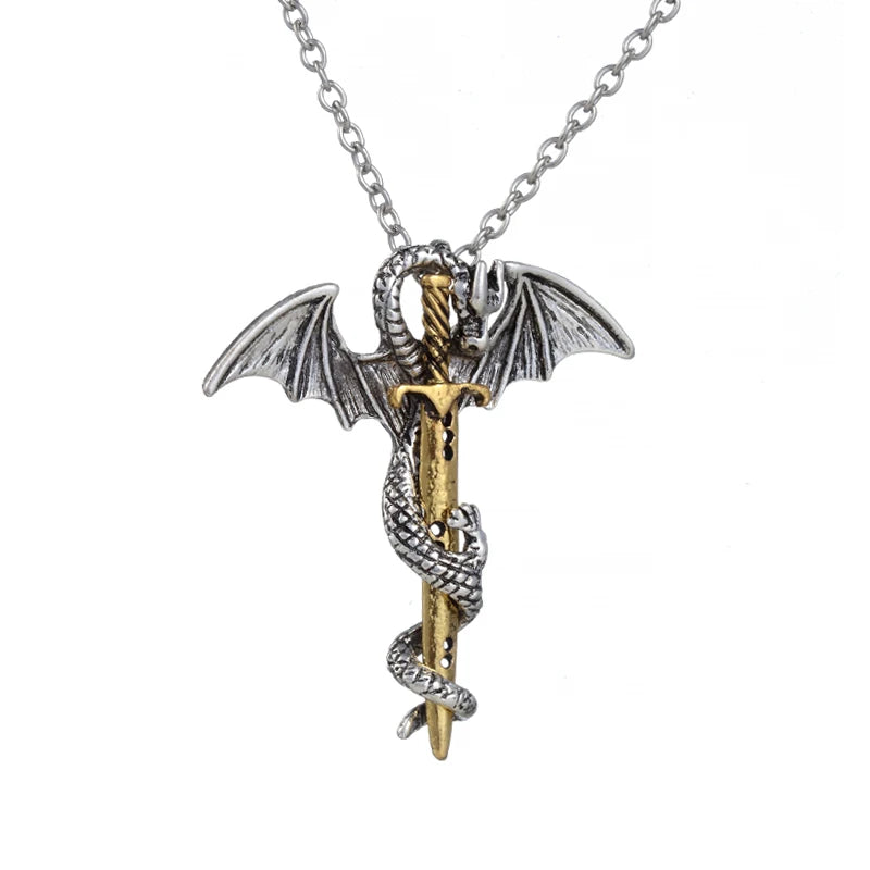 Dragon Cross Pendant Necklace — Vintage