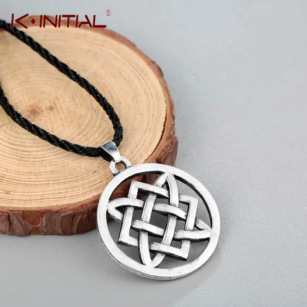 Kinitial Punk Slavic Virgin Lada Star Pendant Necklace Slavic Lada Amulet Knot Pendant Choker Necklaces Rope Chain