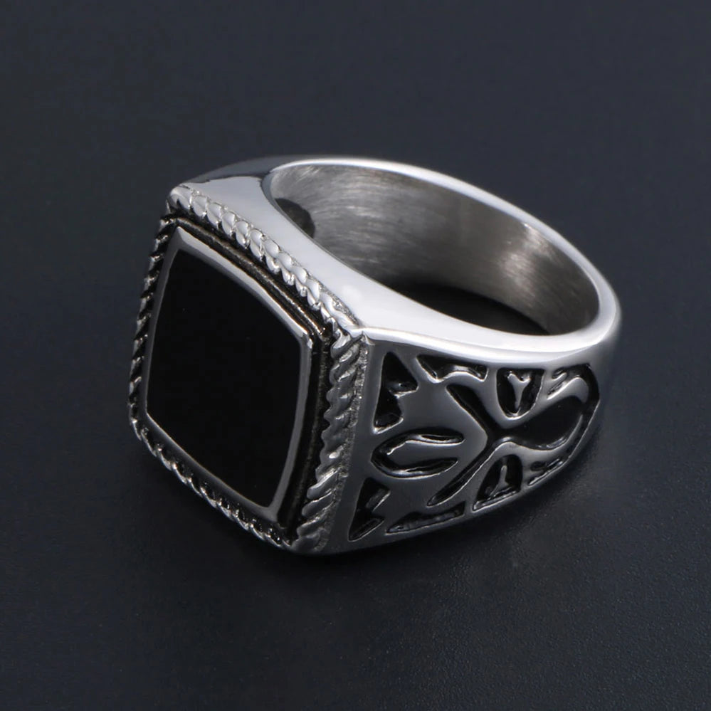 Cool Stainless Steel Men's Rings 18MM Wide Epoxy Ringen Men Fashion Classic Jewelry Accessories Gifts For Him Finger