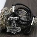 Leather Adjustable Viking Odin Raven Thors Mjolnir Hammer Viking Amulet Hammer Scandinavian Norse Bracelet for Men