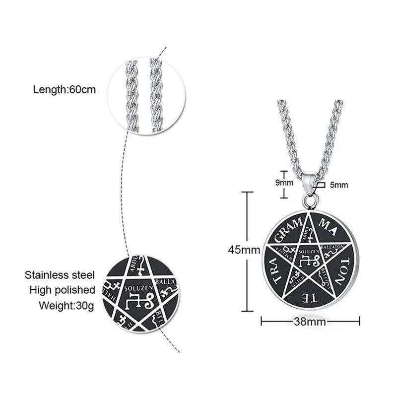 Tetragrammaton Solomon Pentagram Necklace — Stainless Steel