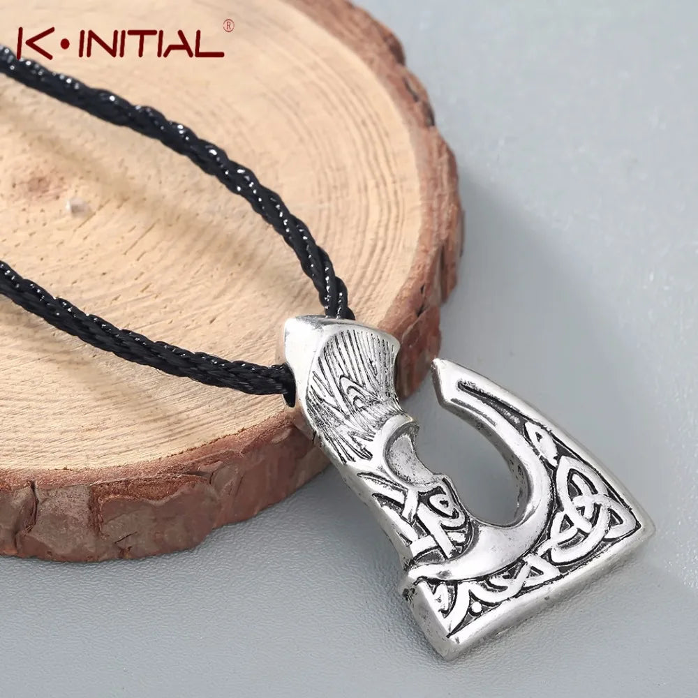Kinitial Antique Bronze Color Slavic Perun Big Axe Pendant Necklace Jewelry Viking Slavic Necklaces fit for Men's