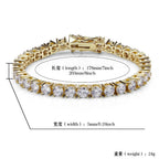 3mm-10mm Mens/Women AAA+ Cubic Zirconia Tennis Bracelet Hip Hop Jewelry Iced Out 1 Row Gold Color CZ Charms Bracelet For Gifts
