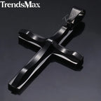 Dropshipping Cross Pendant Necklaces For Men Black Gold Color Silver Color Stainless Steel Charm Chain Male Hip Hop Jewelry KP52