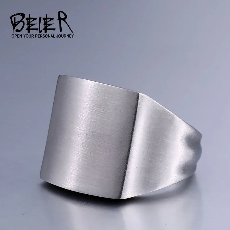 Polished Signet Band Ring — Stainless Steel