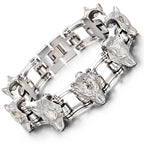 Wolf Head Bicycle Chain Link Bracelet for Men — Stainless Steel