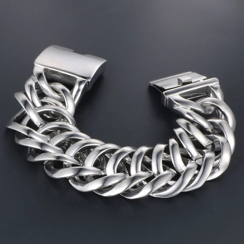 Massive Metal Bikers Jewelry 33MM Stainless Steel Curb Chain Bracelets For Man Men's Bracelets Bangles Gift For Husband