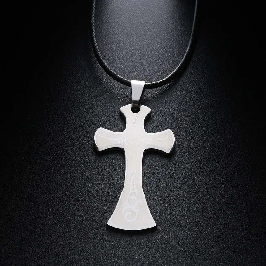 Jesus Cross Pendants & Necklaces Men Stainless Steel Never Fade Pendants Rope Chain Religious Necklaces Women Christian