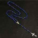 8mm fashion rosary ladies necklace high quality diy Jesus Christian cross necklace and pendant long chain jewelry