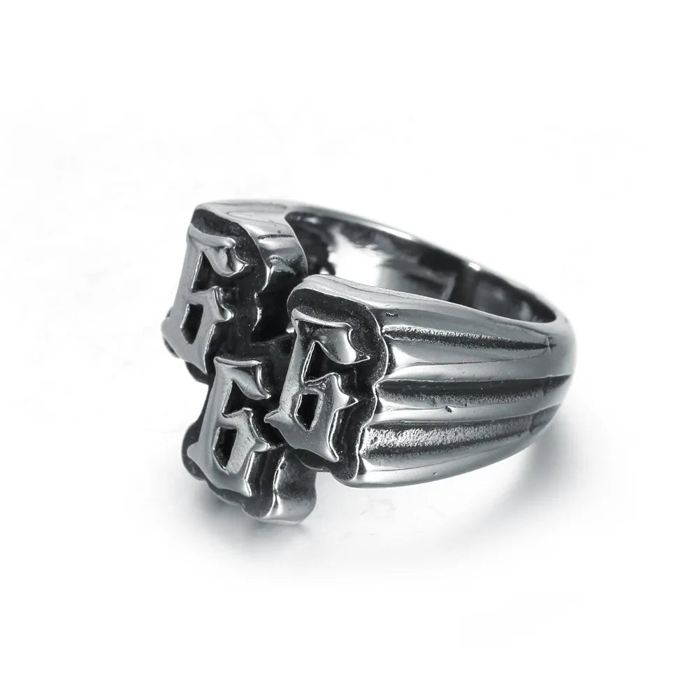 European And American Men's Punk Stainless Steel Digital 666 Ring Jewelry