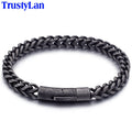 6MM Thick Link Chain Bracelet Men Cool Black Stainless Steel Friendship Men's Bracelets For Man Vintage On Hand Wrist