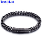 6MM Thick Link Chain Bracelet Men Cool Black Stainless Steel Friendship Men's Bracelets For Man Vintage On Hand Wrist